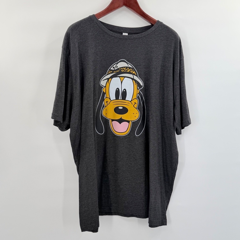 Disney Pluto Graphic T-Shirt Safari Hat Gray 3XL Animal Kingdom Park Day Shirt